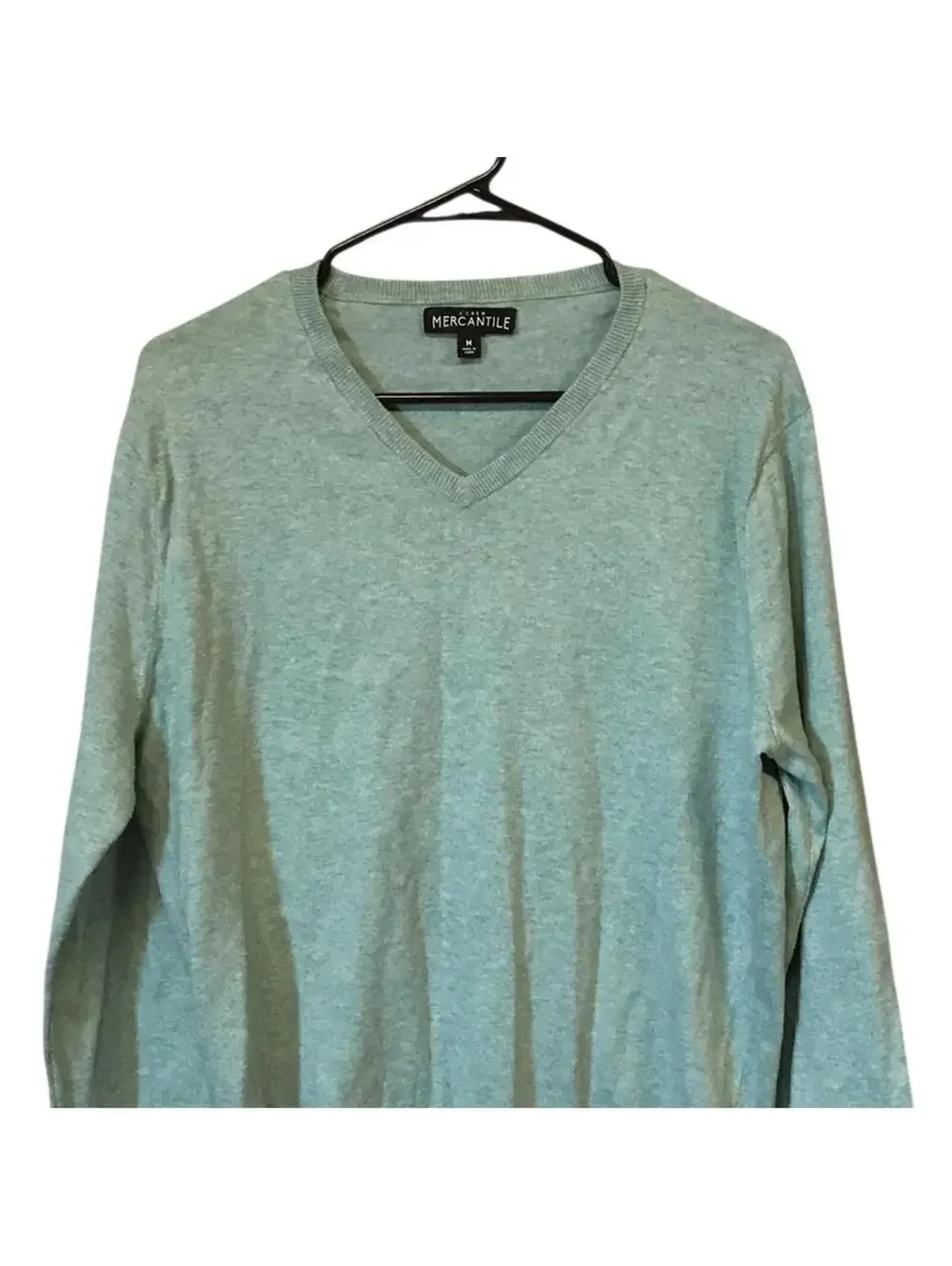 J.Crew Mercantile V Neck Sweater Men’s M Green 100% Cotton Lightweight Knit